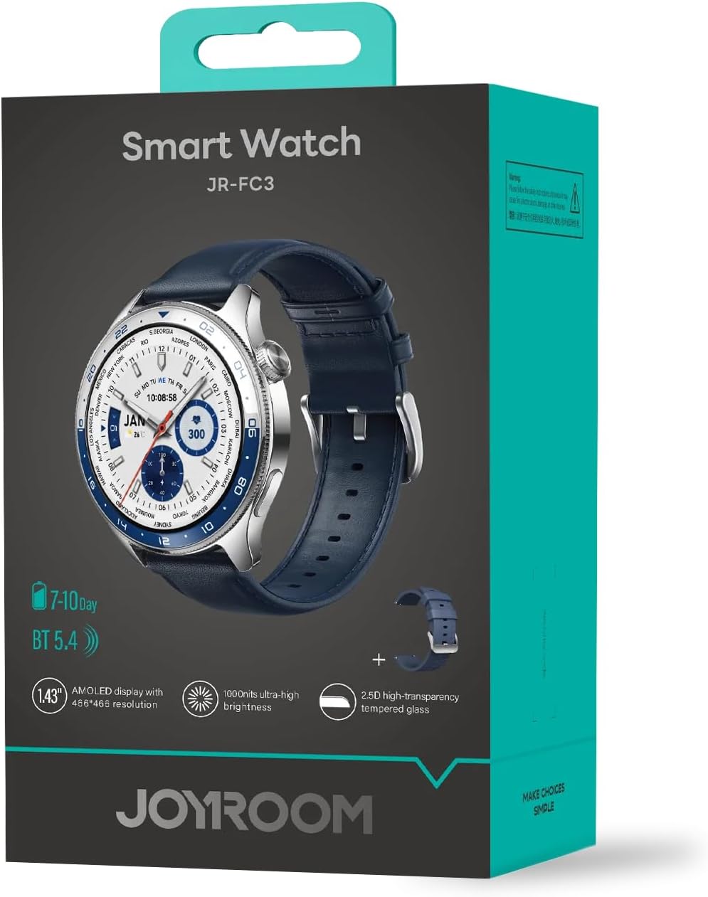 Joyroom JR-FC3 – ساعة ذكية كلاسيكية مع مكالمات بلوتوث – شاشة 1.43" HD – IP68