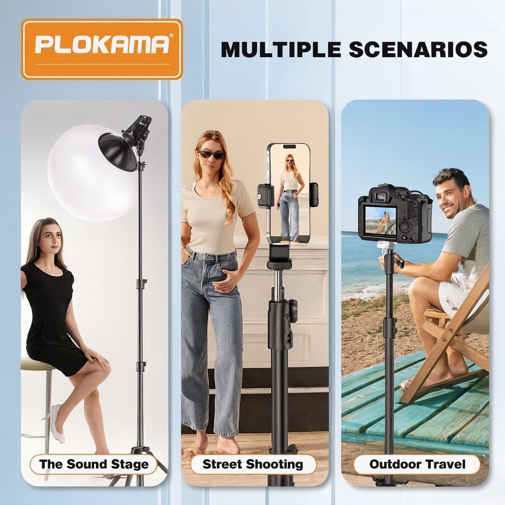 حامل ثلاثي احترافي PK-280D – تصميم تلسكوبي 2.8 متر، قاعدة غير قابلة للانزلاق، متوافق مع الكاميرات والهواتف