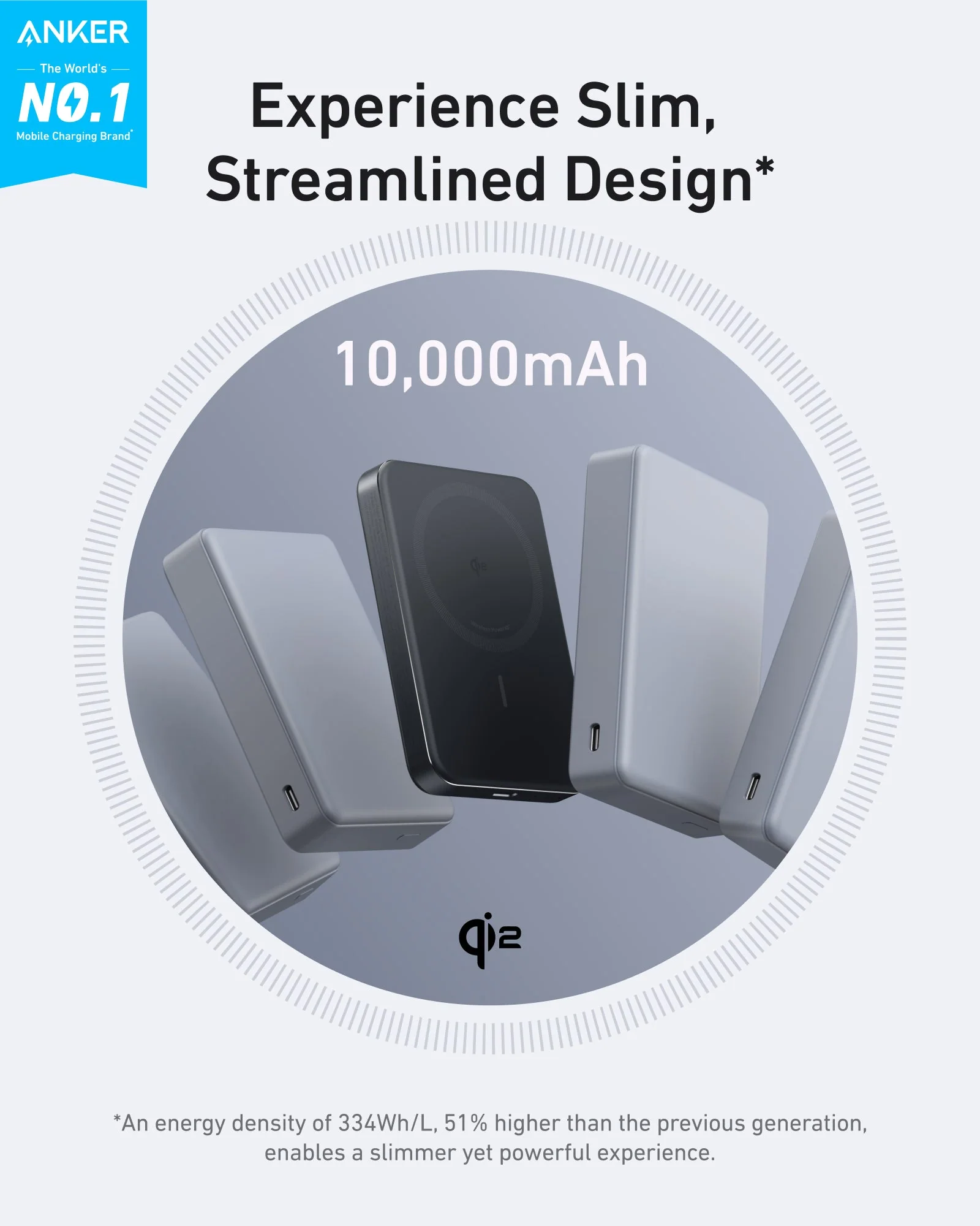 🔋 باور بانك Anker MagGo – 10,000 مللي أمبير (نحيف)