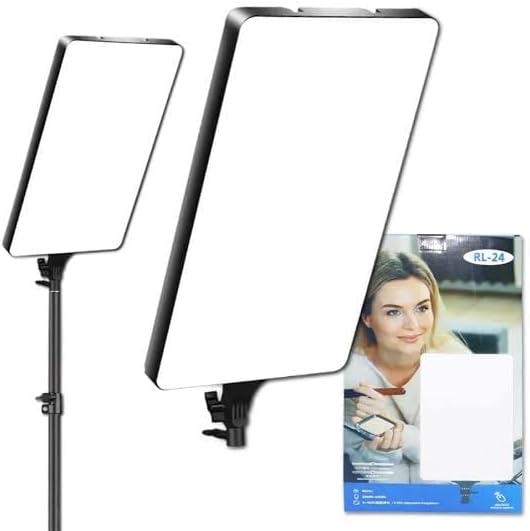 حلقة إضاءة LED مستطيلة RL-24 بإضاءة بيضاء ناعمة مع حامل 2 متر